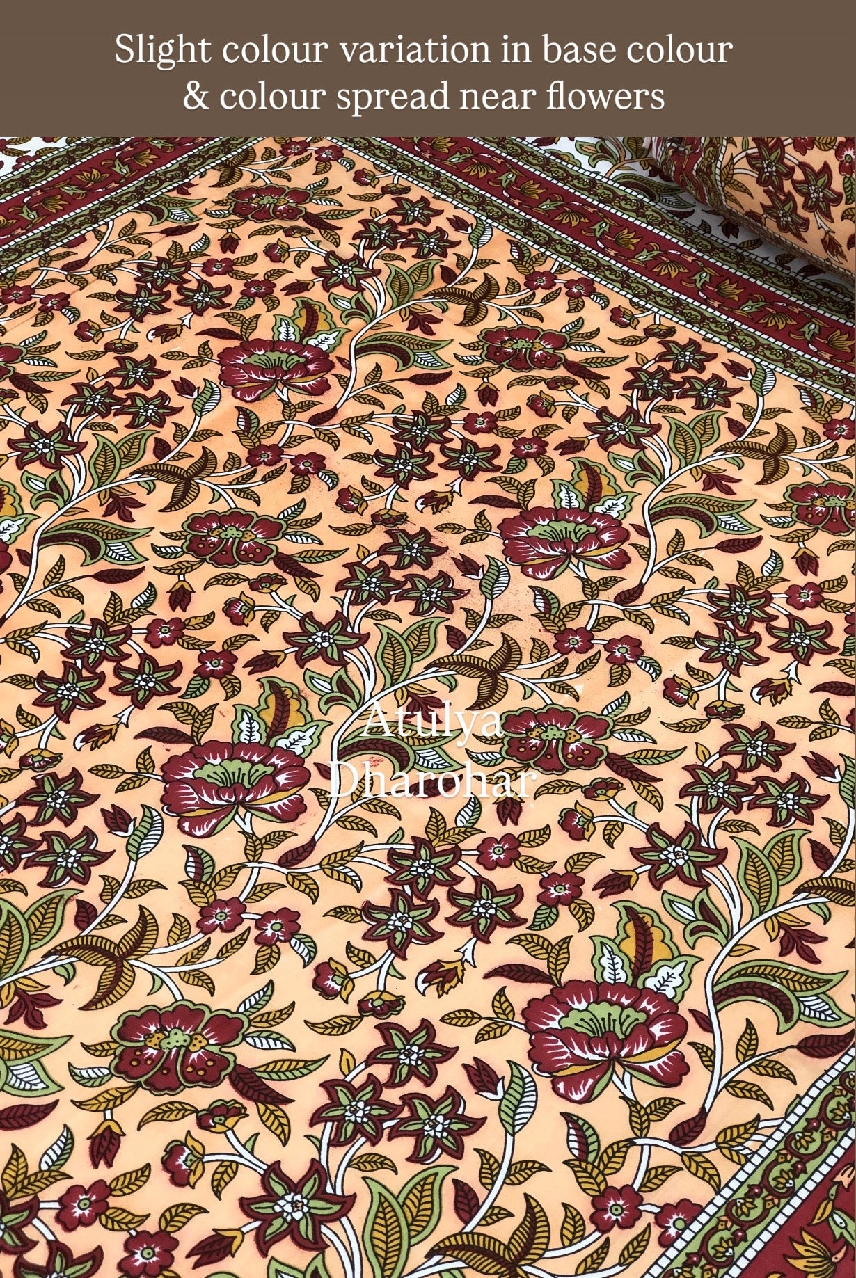 Red Floral Jaal Cotton Single Bedsheet