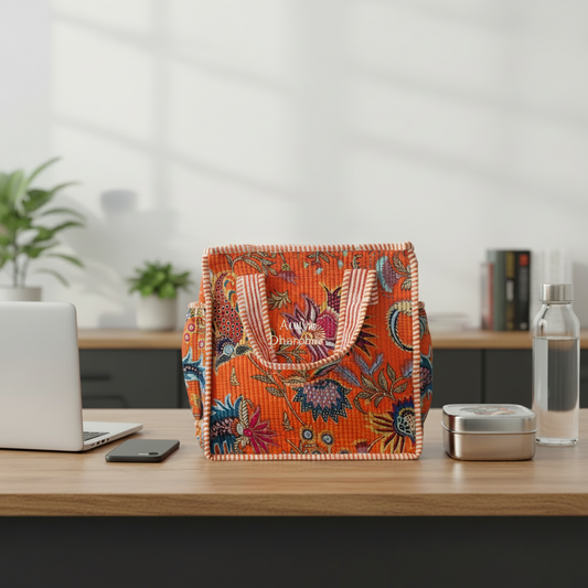 Multicolour Floral Quilted Mini Tote Bag with Zip