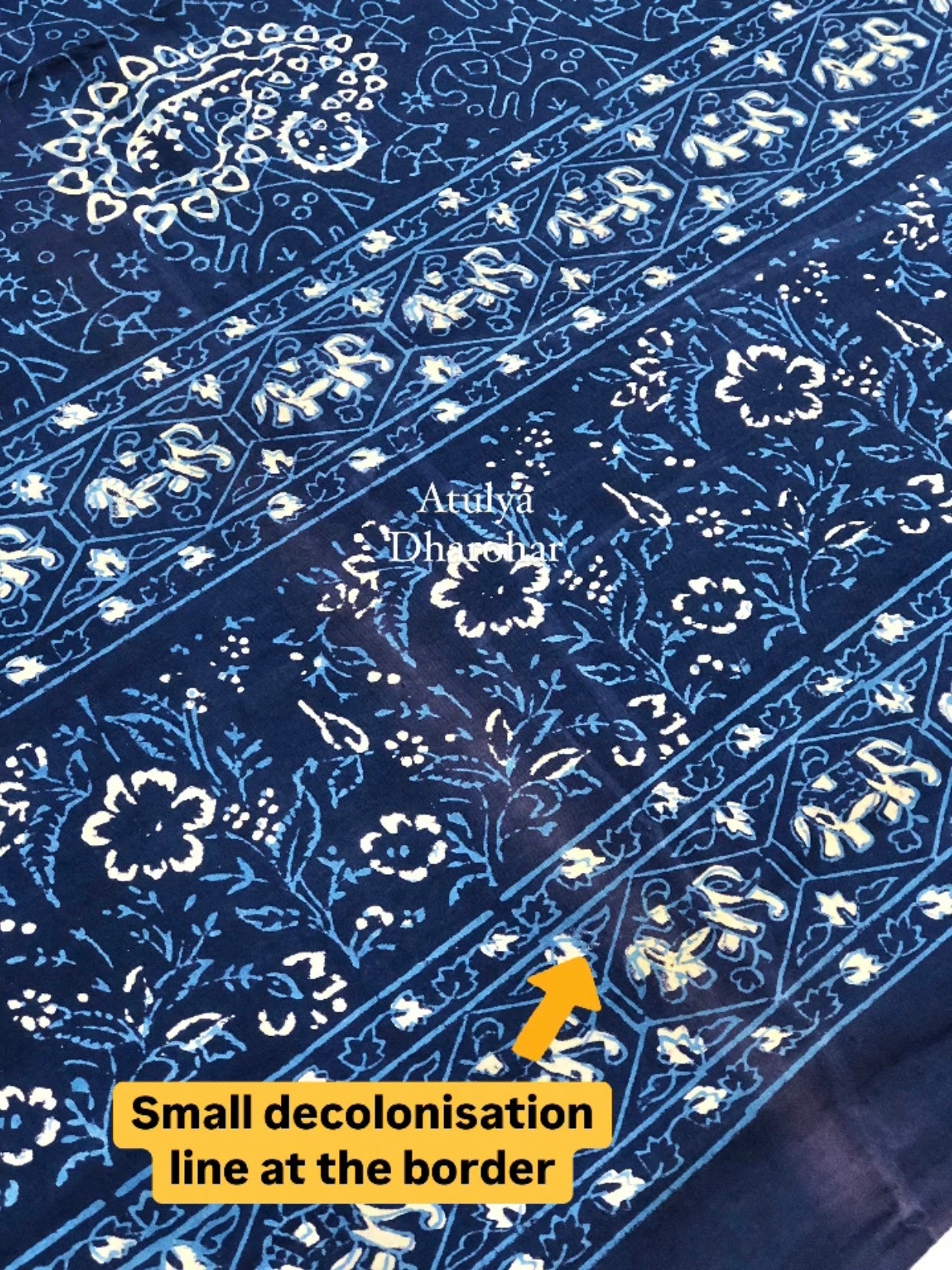 Indigo Paisley Motifs Hand Block Printed Bedsheet 100x108 inch