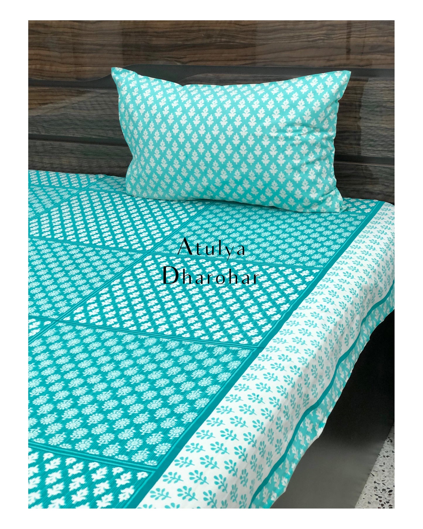 Blue Butti Cotton Bedsheet