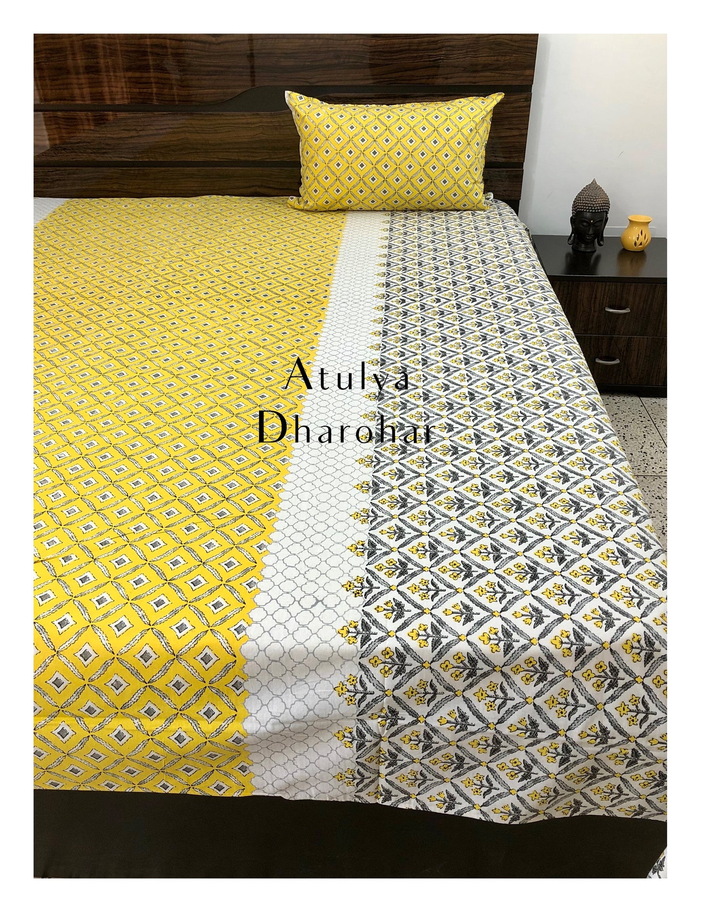 Yellow Jaal Super King Bedsheet