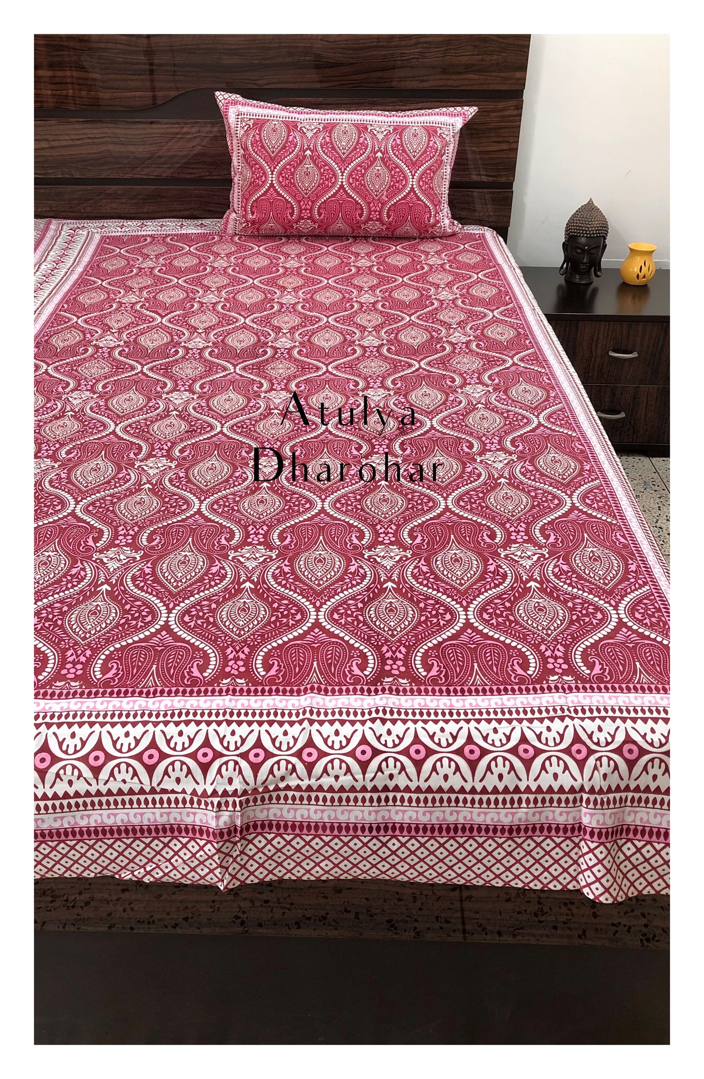 Pink Mughal Jaal Bedsheet