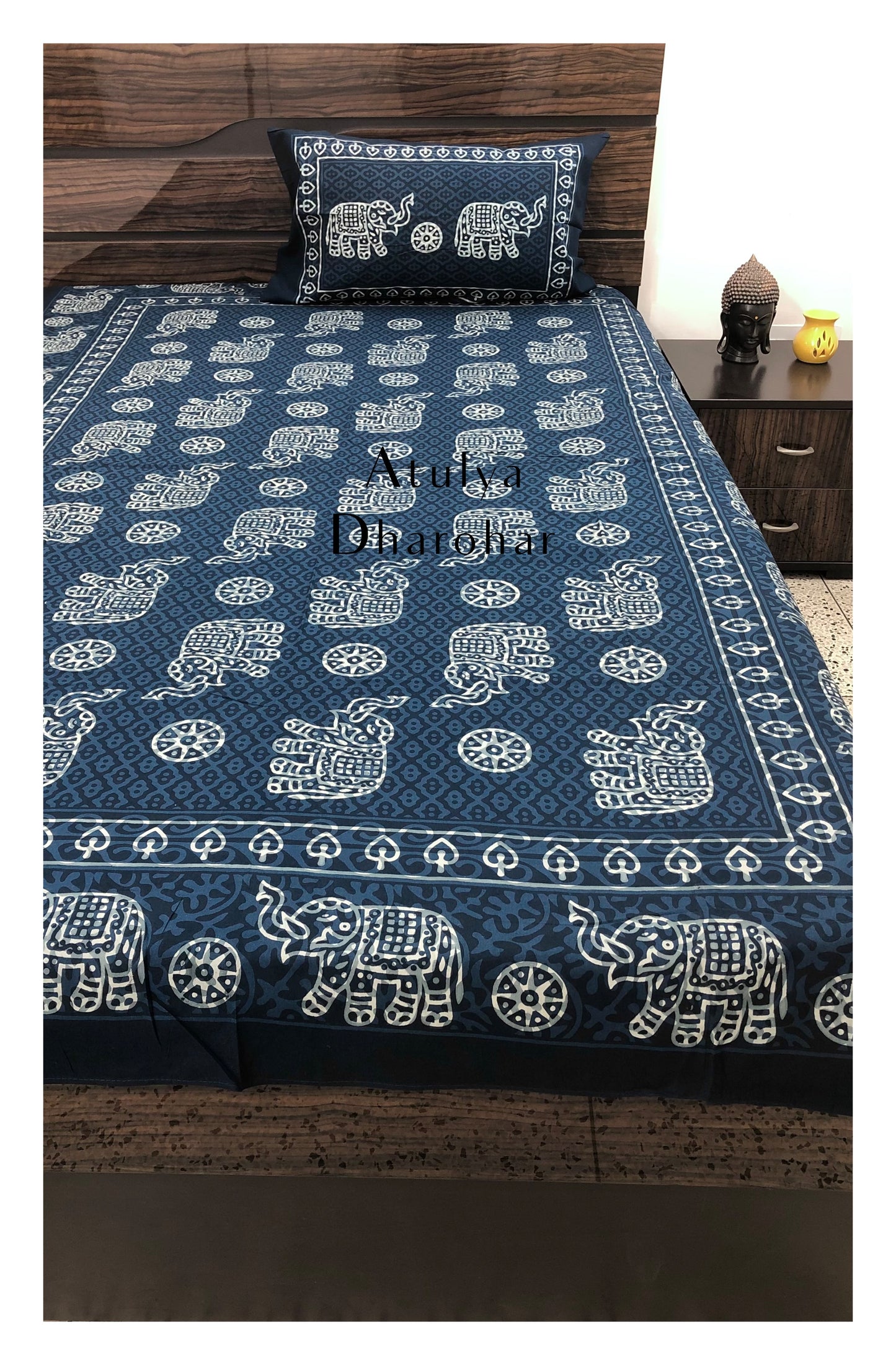 Indigo Elephant Single Bedsheet