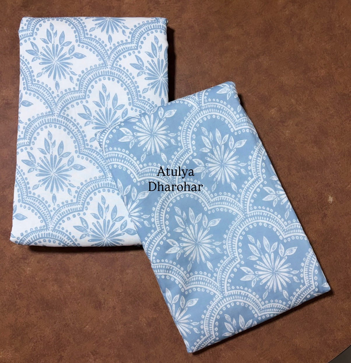 Blue Mughal Jaal Mulmul Single Bed Dohar Pair