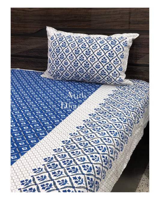 Blue Mughal Jaal Single Bedsheet