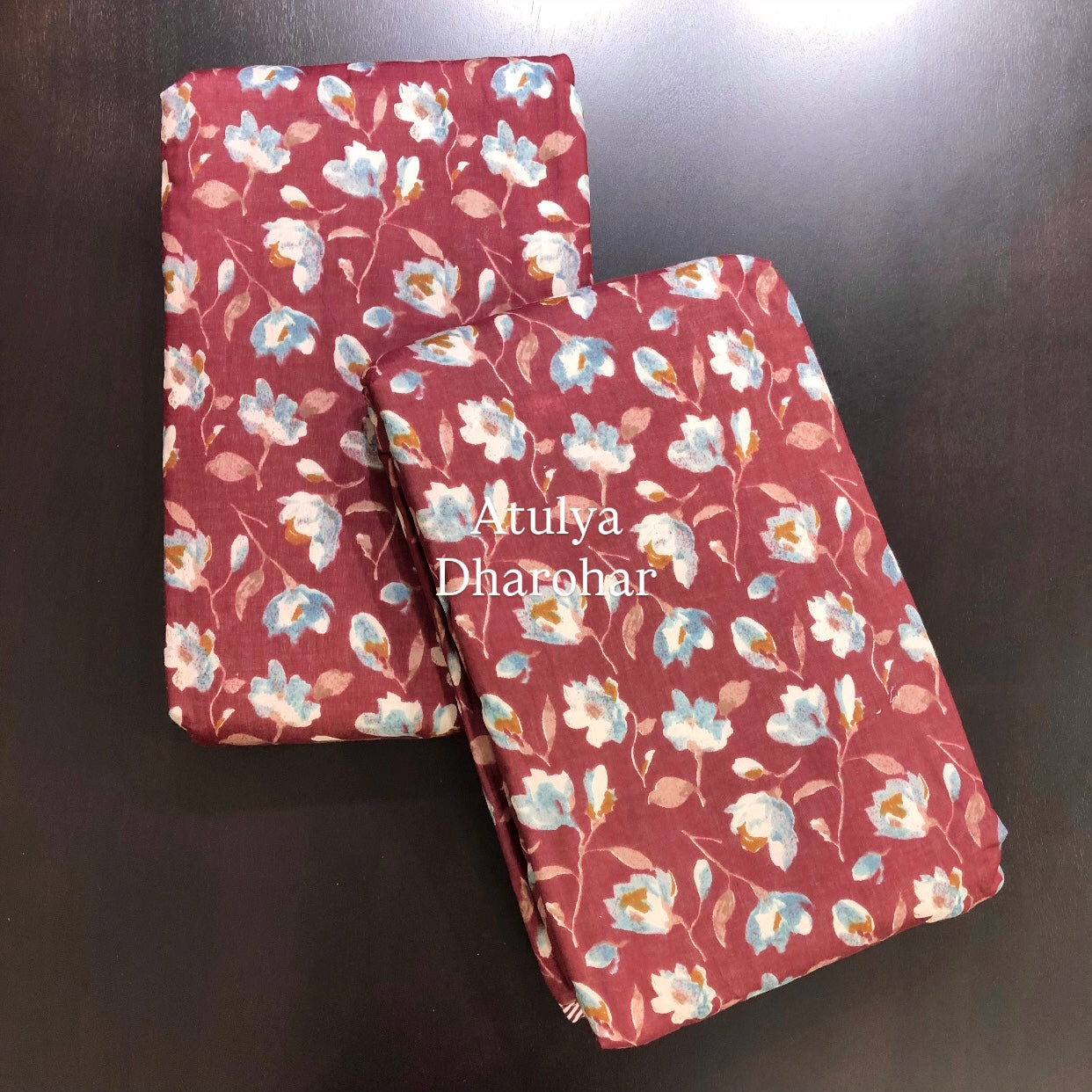 Red Floral Mulmul Single Dohar Pair