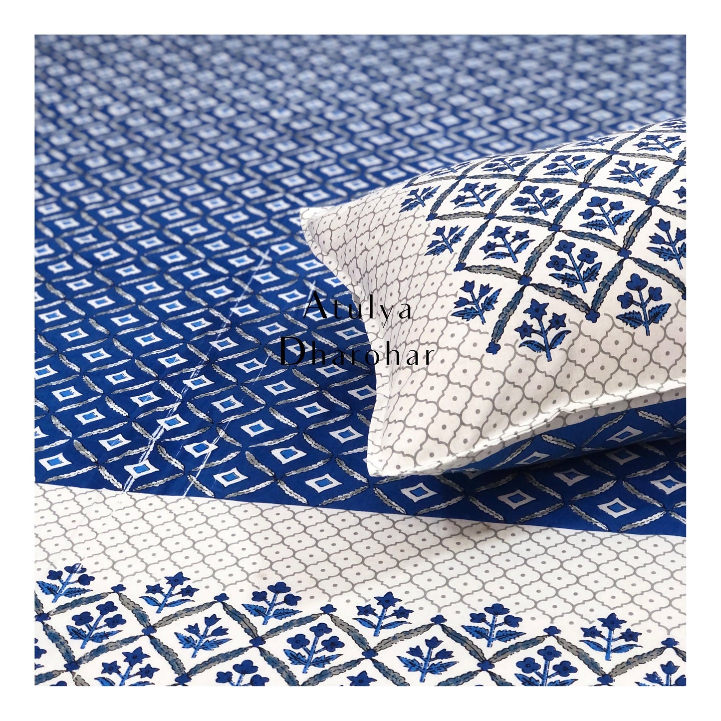 Blue Mughal Jaal Single Bedsheet