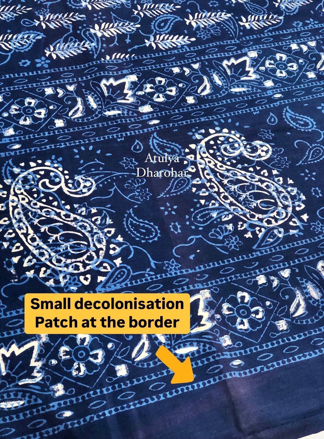 Indigo Pine Tree with Paisley Motifs Hand Block Printed Super King Bedsheet
