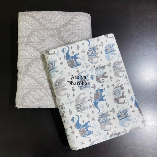 Blue Elephant Cambric Cotton Single Dohar Pair