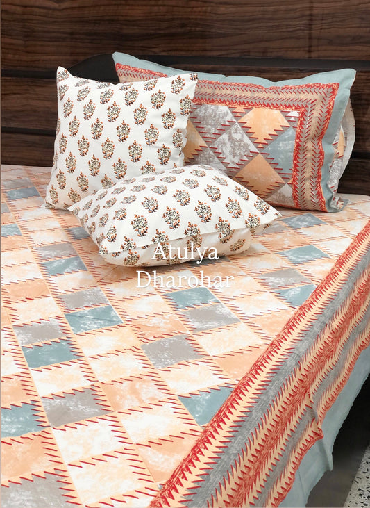 Multicolour Cotton Super King Bedsheet