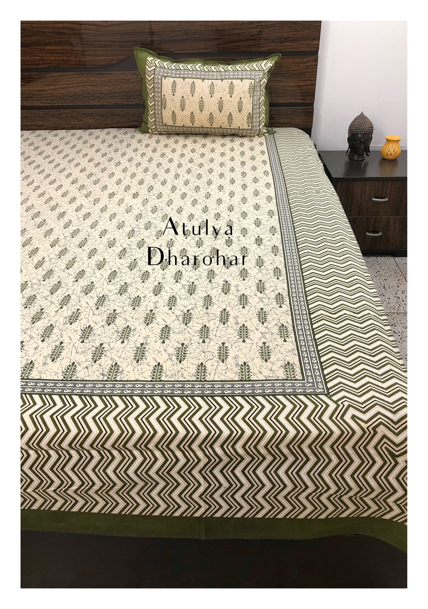 Green Mughal Butta Bedsheet