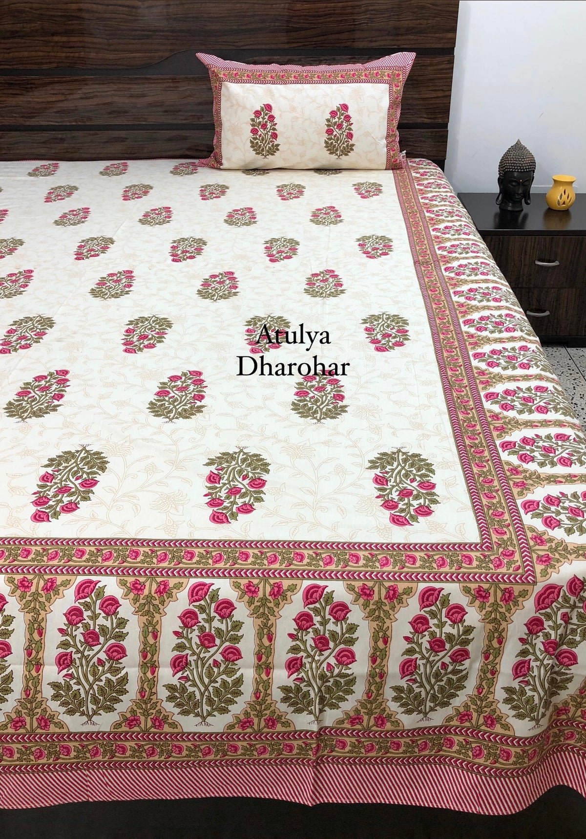 Pink Floral Motifs Bedsheet