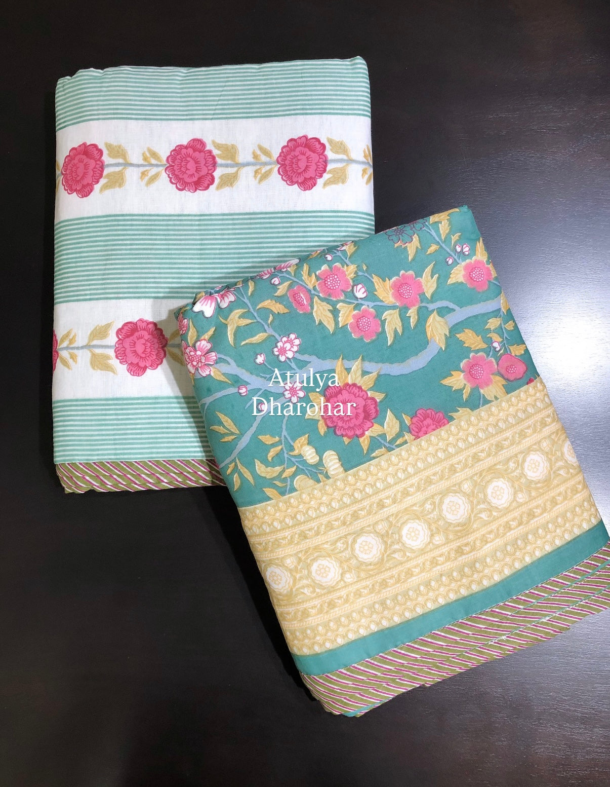 Pink Floral Jaal Cotton Single Bed Dohar Pair