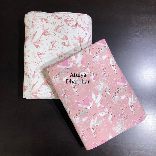 Peach Leaves Motifs Cambric Cotton Single Dohar Pair