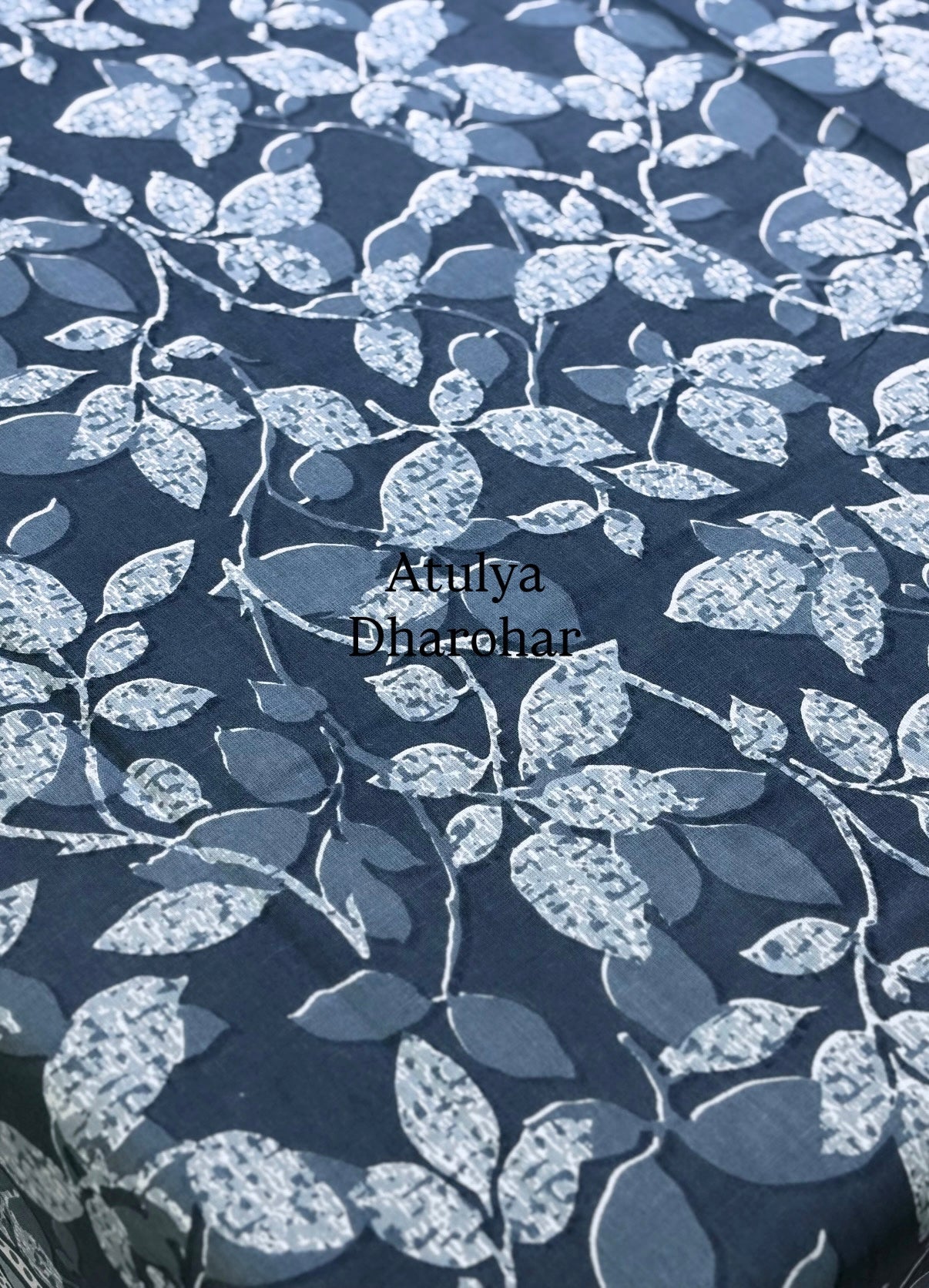 Grey Floral Jaal Cotton Dining Table Cover