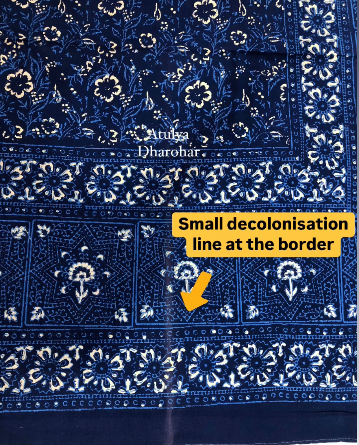 Indigo Floral Jaal Hand Block Printed Bedsheet 100x108 inch