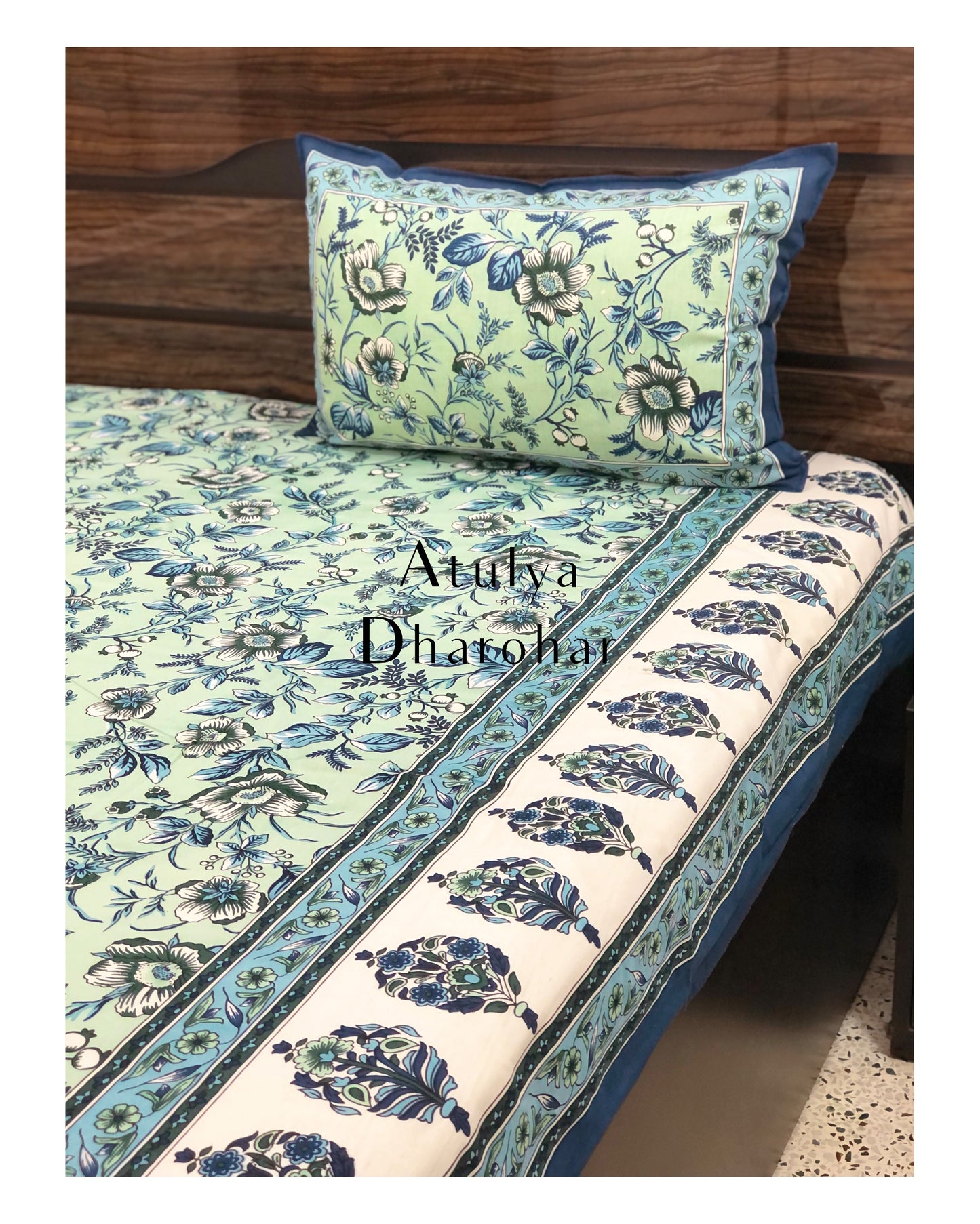 Green Floral Jaal Bedsheet