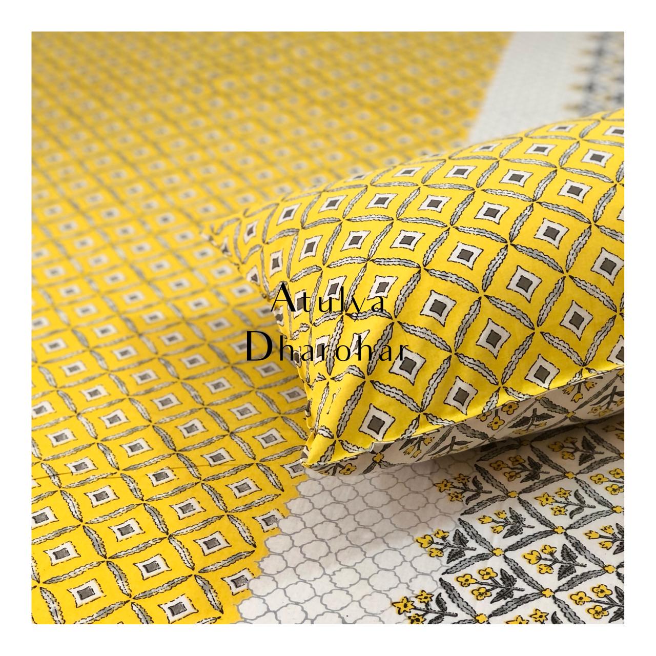 Yellow Jaal Super King Bedsheet