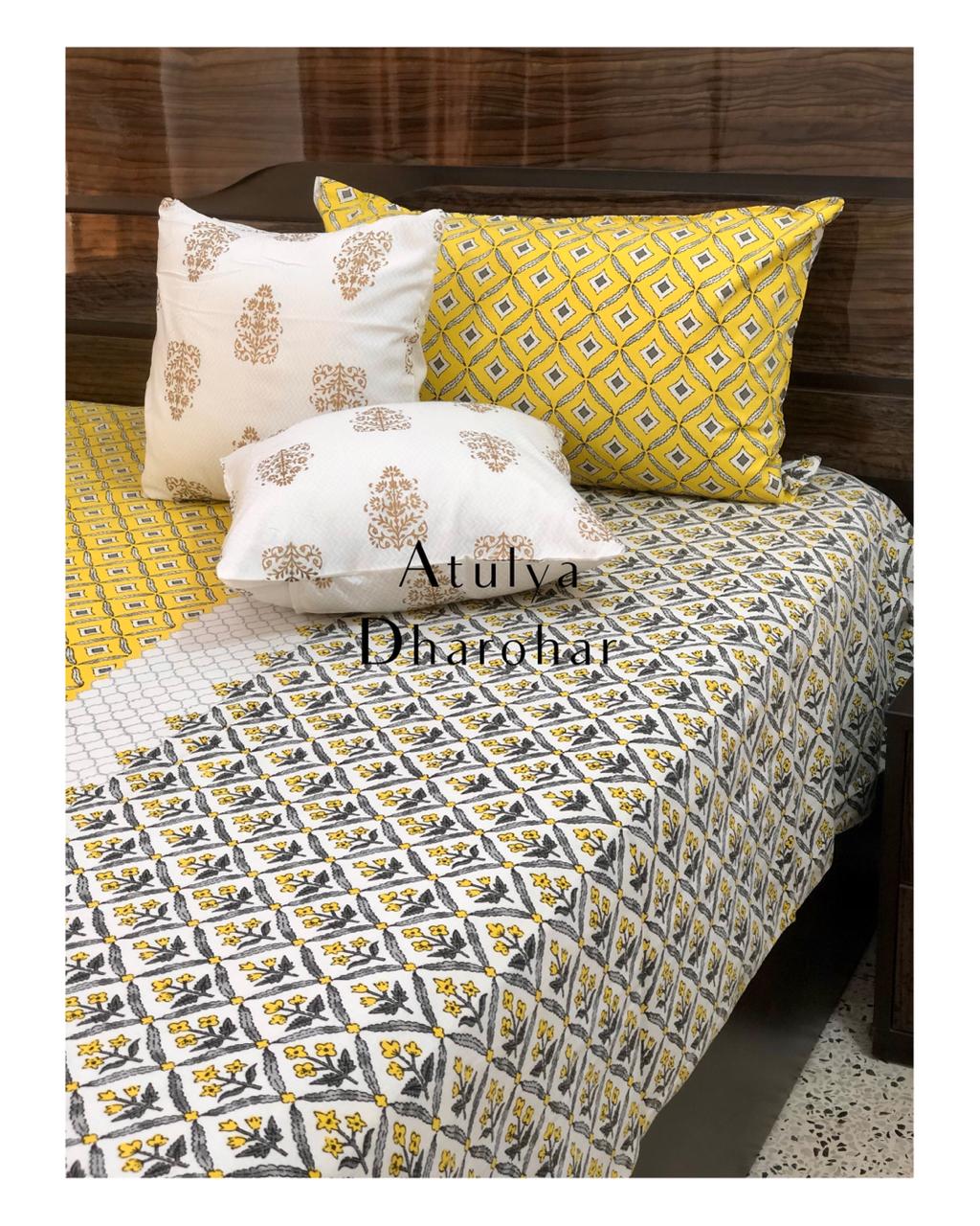 Yellow Jaal Super King Bedsheet