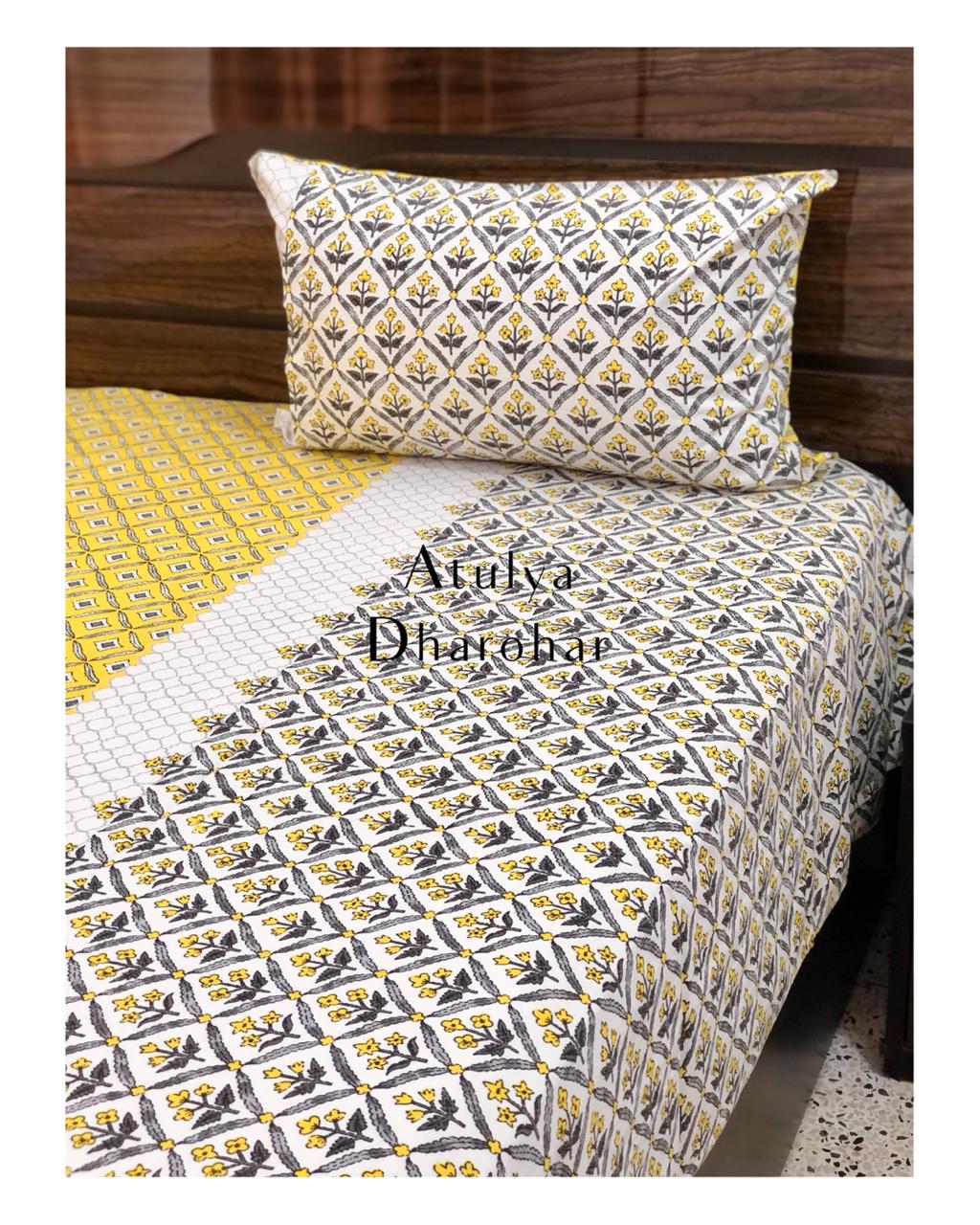 Yellow Jaal Super King Bedsheet