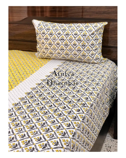 Yellow Jaal Super King Bedsheet