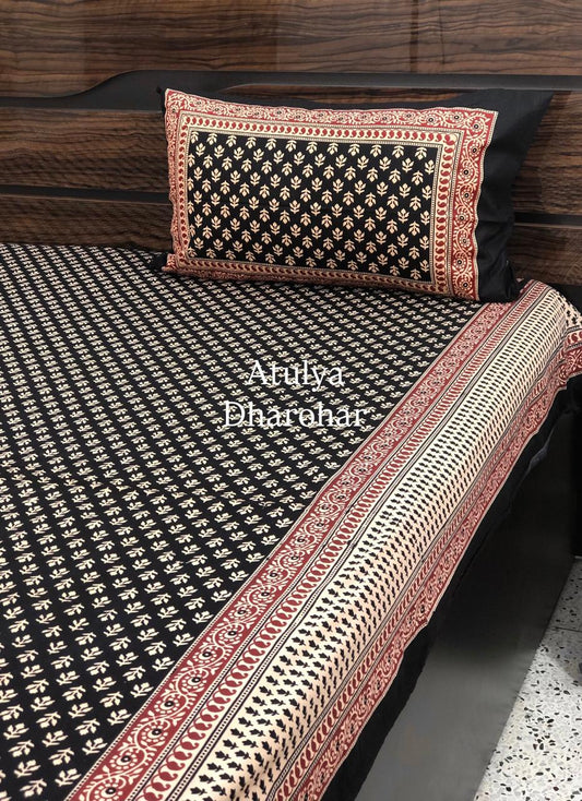 Black Kalamkari bedsheet