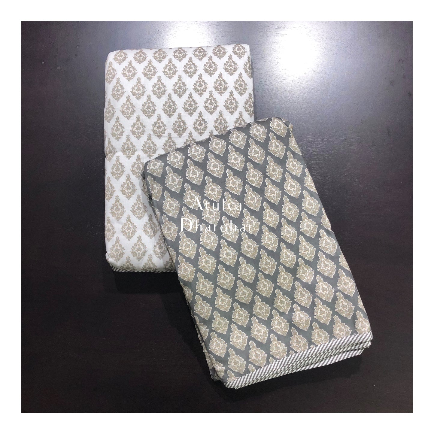 Floral Motifs Mulmul Single Bed Dohar Pair