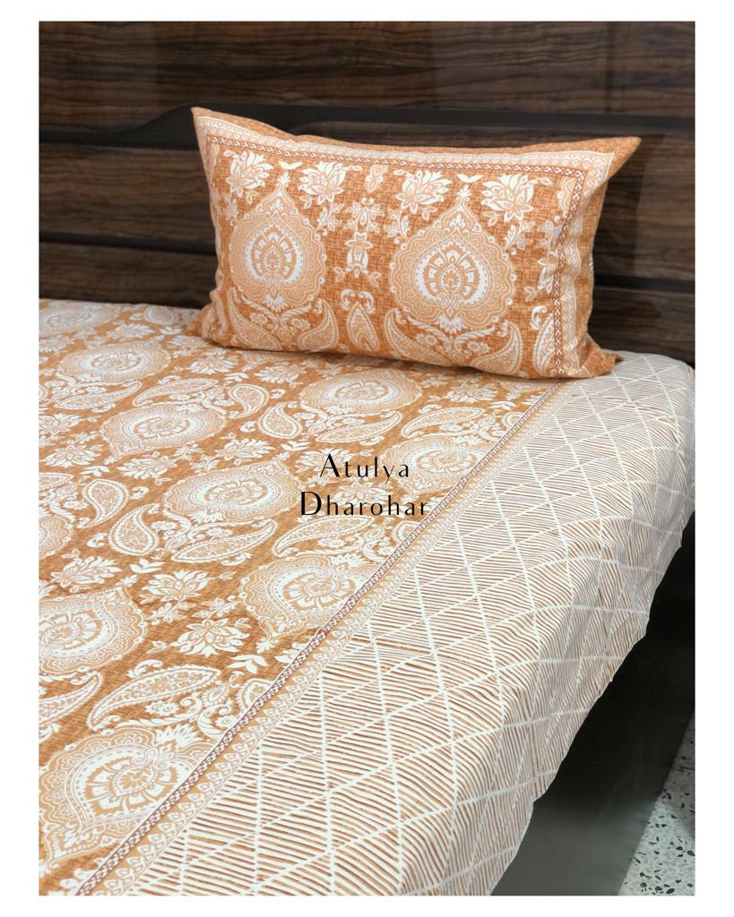Mustard Floral Motifs Bedsheet