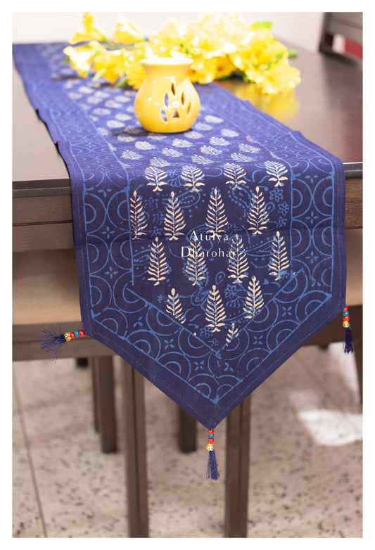 Floral Motifs Hand Block Printed Dining Table Runner