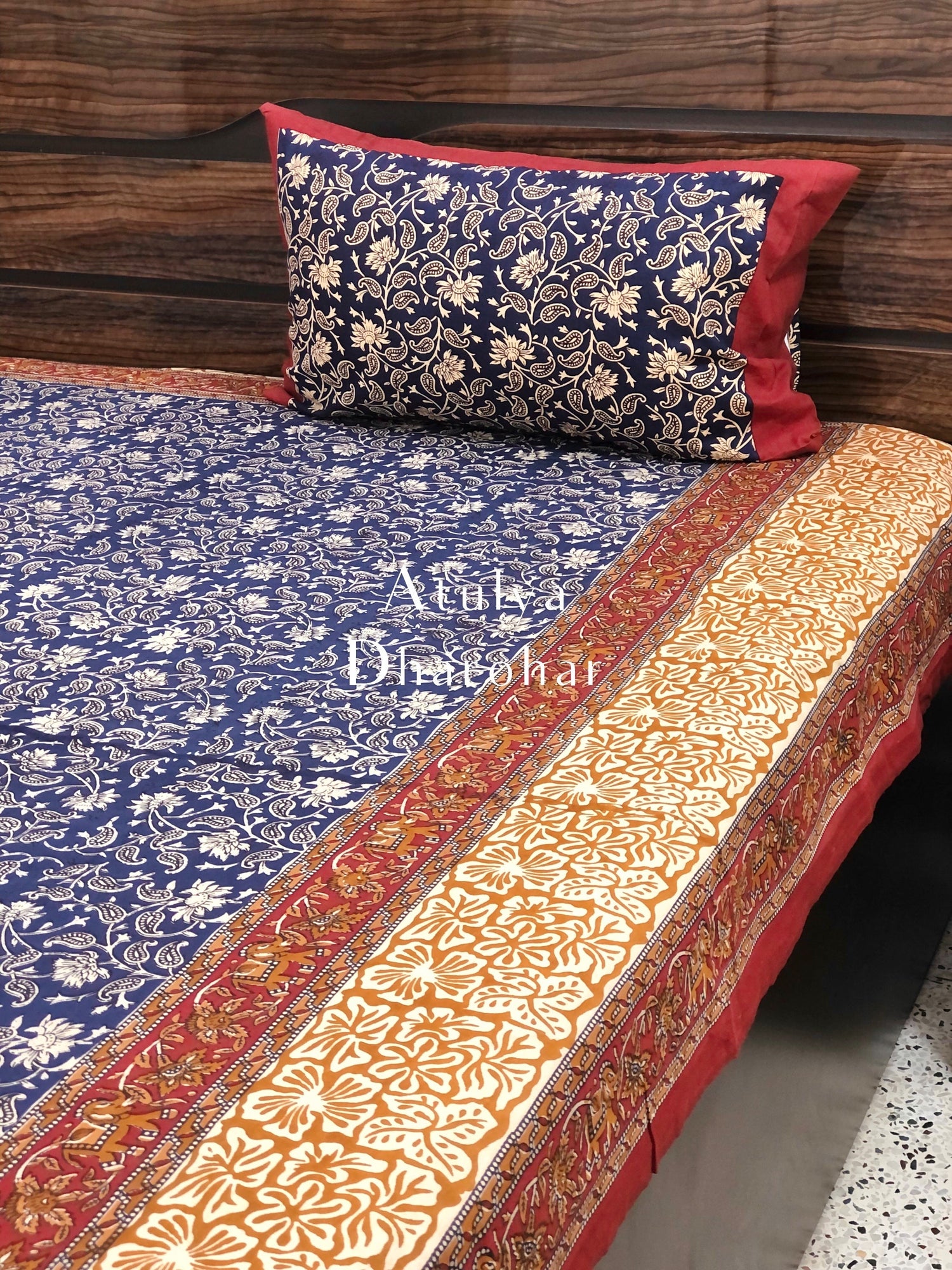 Kalamkari Bedsheets (228 cm by 274 cm / 90x108 inches / 7.5x9 feet)