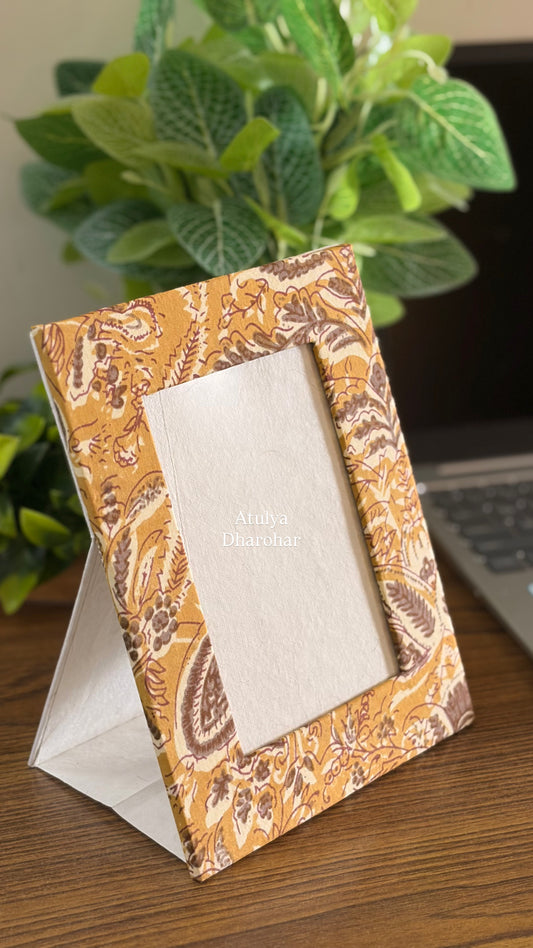 Mustard Floral Motifs Photo Frame