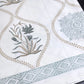 Grey and Brown Mughal Jaal Percale Cotton Hand Block Printed Super King Bedsheet
