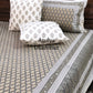 Grey Floral Motifs Cotton Super King Bedsheet