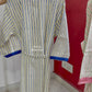 Blue and Yellow Strips Hand Block Printed Waffle Cotton Bathrobe