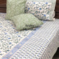 Blue Floral Jaal Hand Block Printed Super King Bedsheet