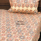 Beige and Red Floral Mughal Jaal Super King Cotton Bedsheet