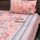 Peach Floral Jaal Cotton Super King Bedsheet