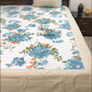 Turquoise Floral Motifs Cotton Bedsheet