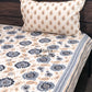 Blue Floral Jaal Cotton King Size Bedsheet