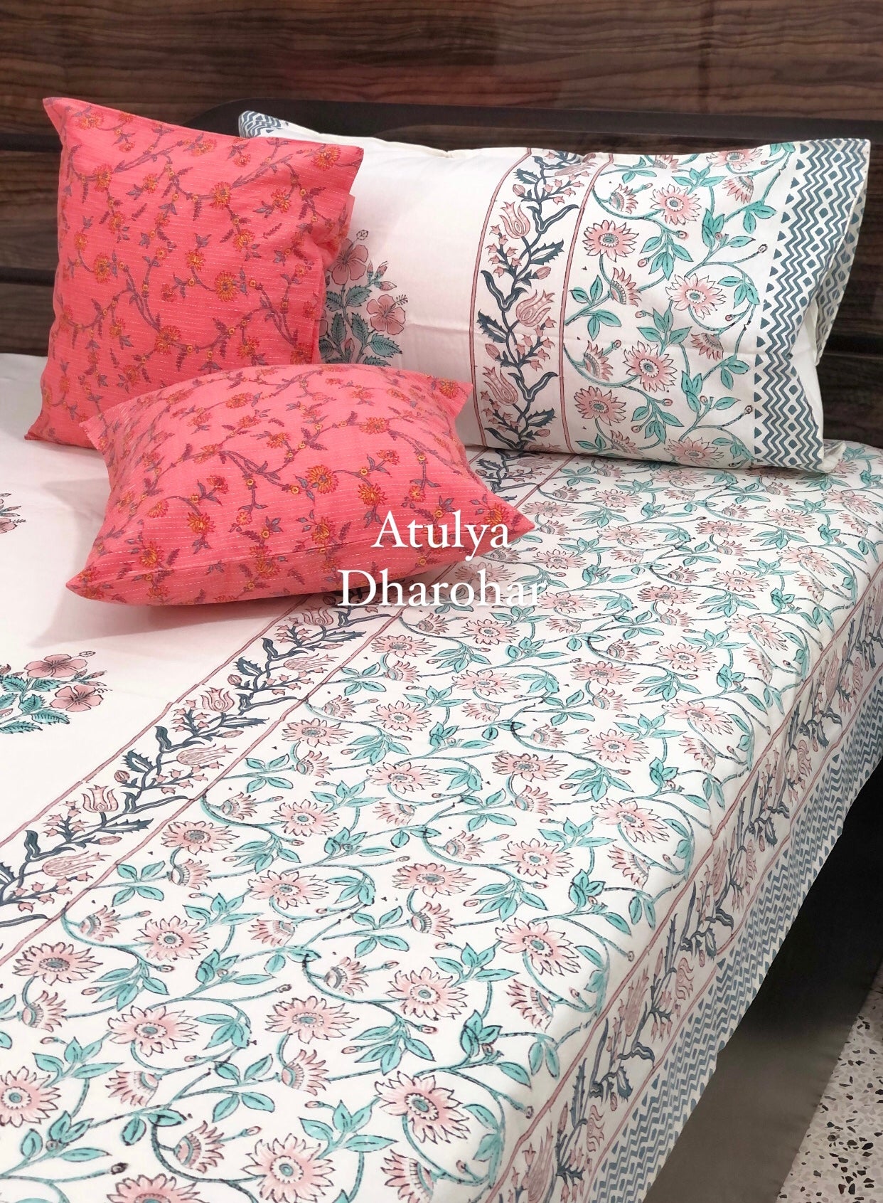 Designer Mughal Motifs with Floral Jaal Bedsheet