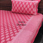 Pink Butti Cotton King Size Bedsheet