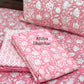 Pink Floral Mulmul Single Dohar Pair with Super King Bedsheet Set