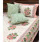 Peach and Green Floral Motifs Bedsheet