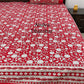 Red Floral Jaal Cotton Super King Size Bedsheet