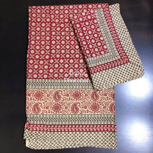 Red Kalamkari Single Bedsheet