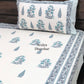 Teal and Grey Floral Motifs Cotton Single Bed Bedsheet