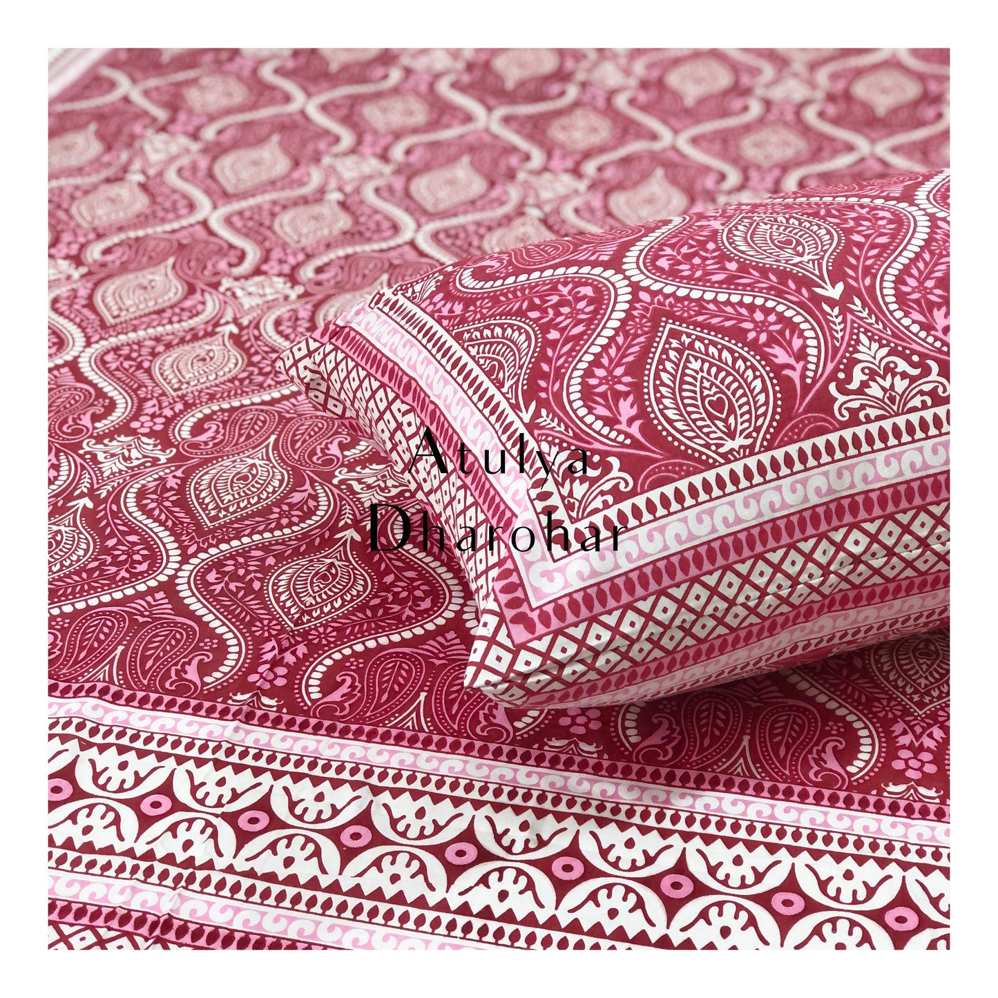 Pink Mughal Jaal Bedsheet
