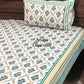 Turquoise Floral Mughal Jaal Bedsheet