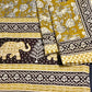 Greenish Mustard Kalamkari Cotton King Size Bedsheet