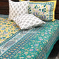 Yellow & Green Floral Jaal Cotton Super King Bedsheet